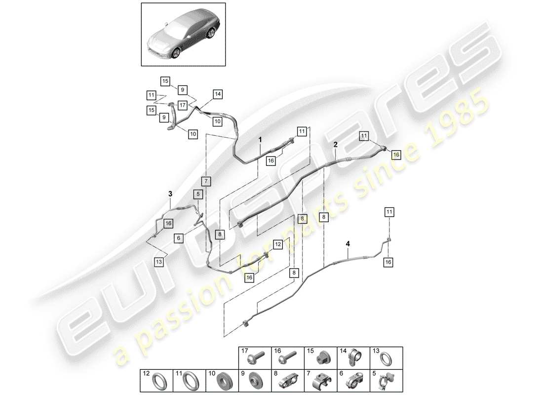 porsche 2017 (panamera 971-1) refrigerant circuit part diagram