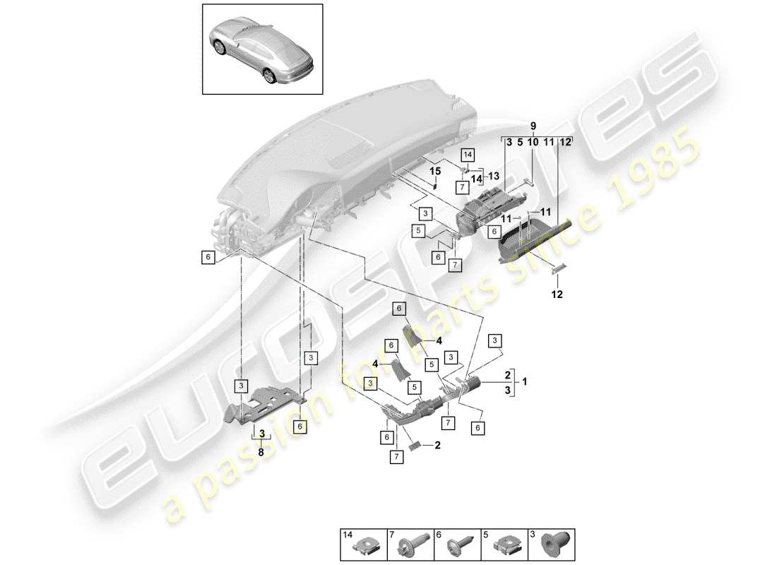 porsche panamera 971 (2018) accessories part diagram