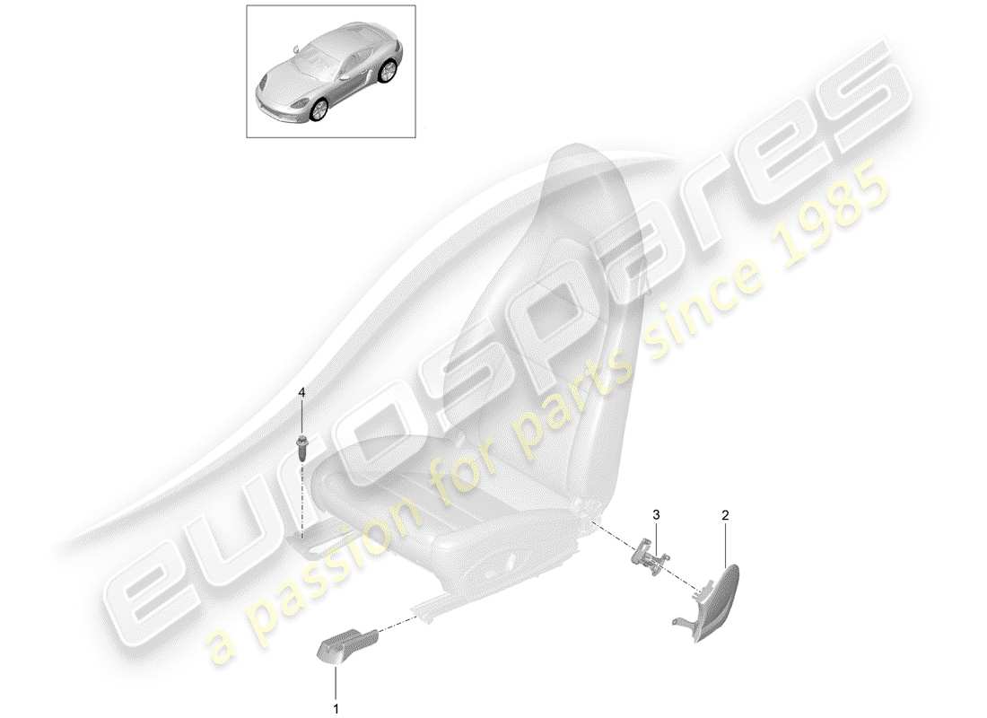 porsche 2018 (718 cayman) sports seat part diagram