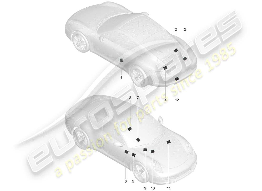 porsche 2013 (991-1) signs/notices part diagram