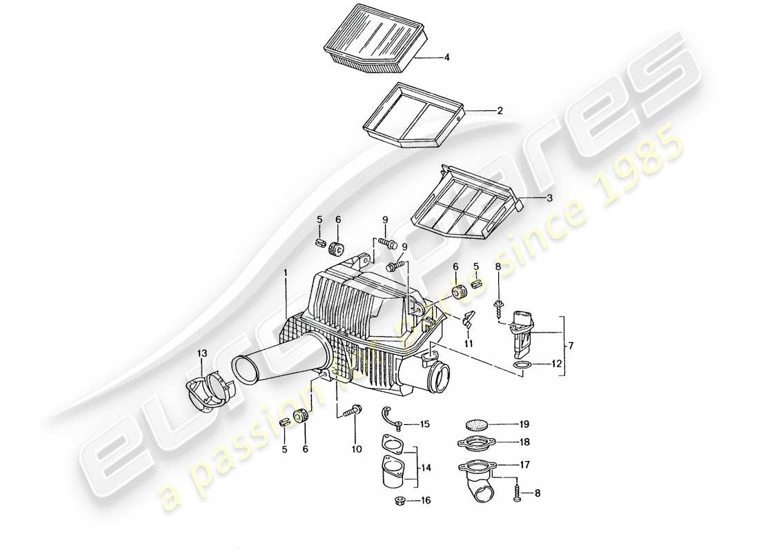 porsche boxster 986 (1998) air cleaner parts diagram