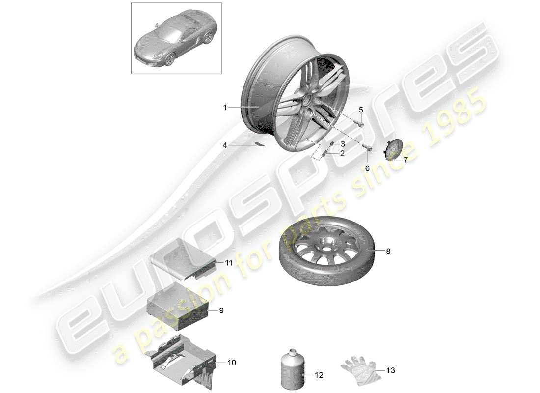 porsche boxster 981 (2016) wheels part diagram
