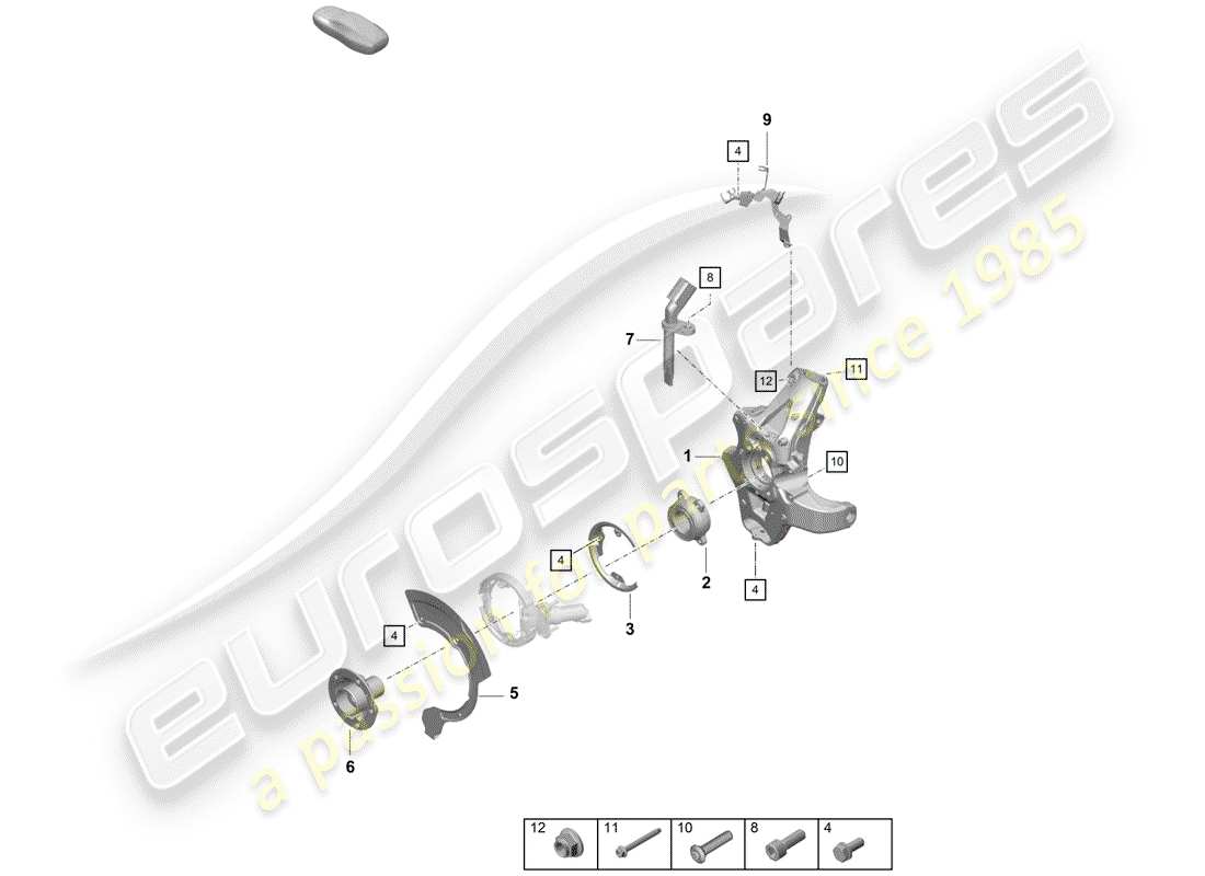 porsche 2019 (718 boxster spyder) wheel carrier part diagram