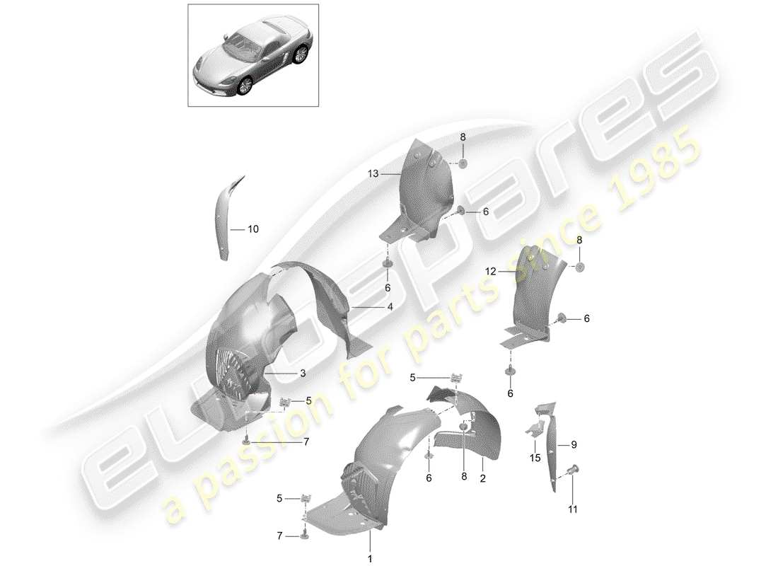 porsche 718 boxster (2020) trims parts diagram