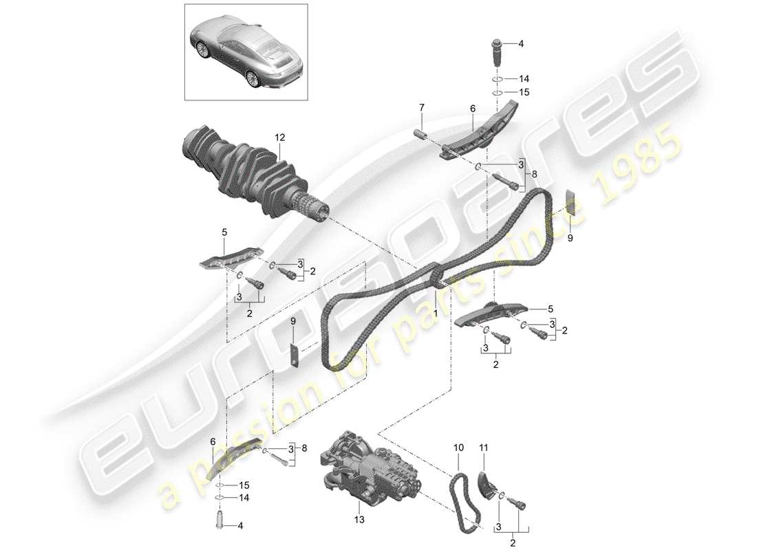 porsche 2019 (991-2) timing chain part diagram