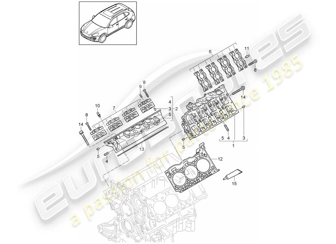 porsche 2012 (cayenne e2 92a) cylinder head part diagram