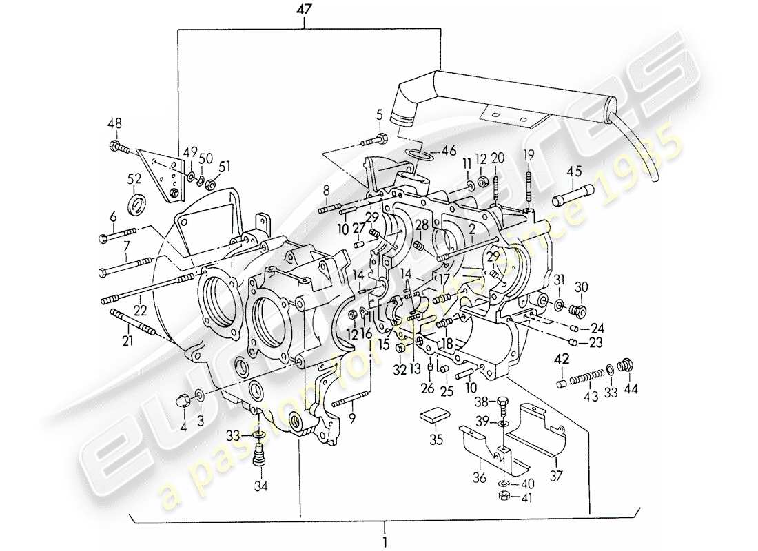 porsche 1956 (356/356a) crankcase parts diagram