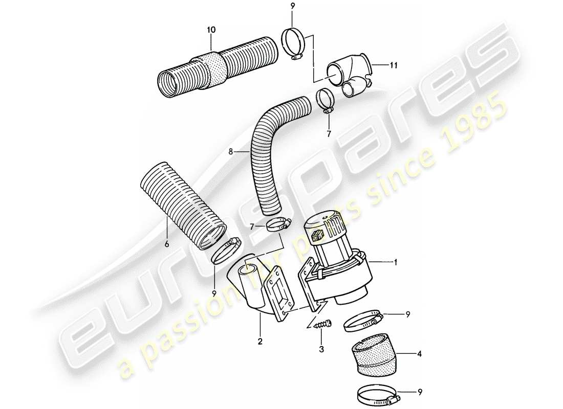 porsche 1989 (911) additional blower - air duct part diagram
