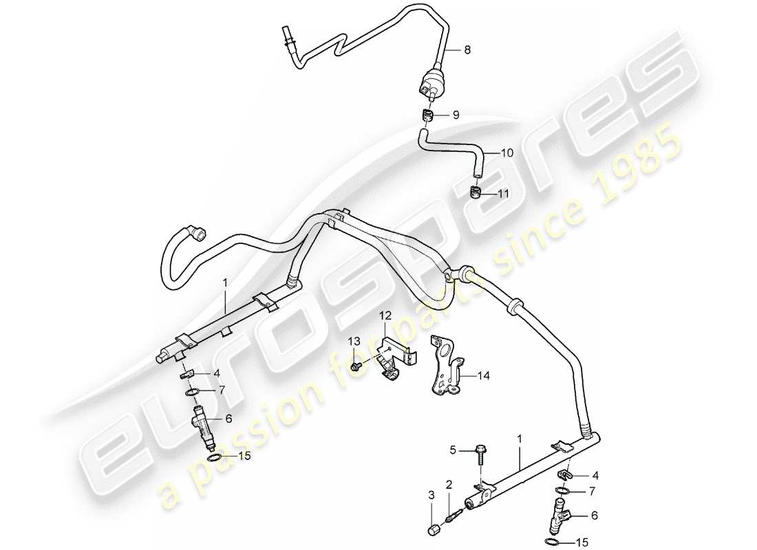 porsche 2007 (997-1) fuel collection pipe parts diagram