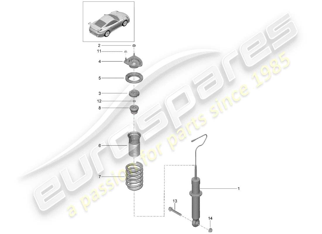 porsche 2017 (991-2 turbo) shock absorber part diagram