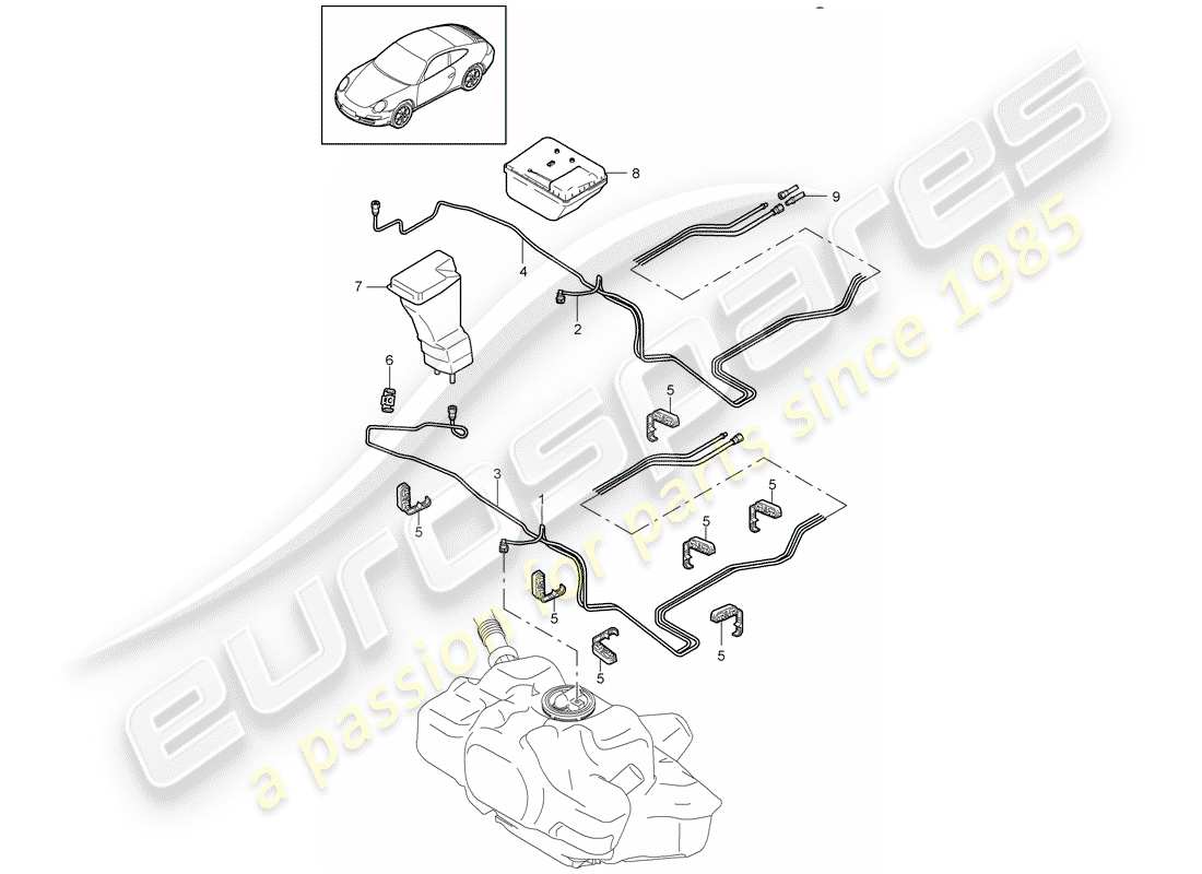 porsche 2012 (997-2) fuel system part diagram