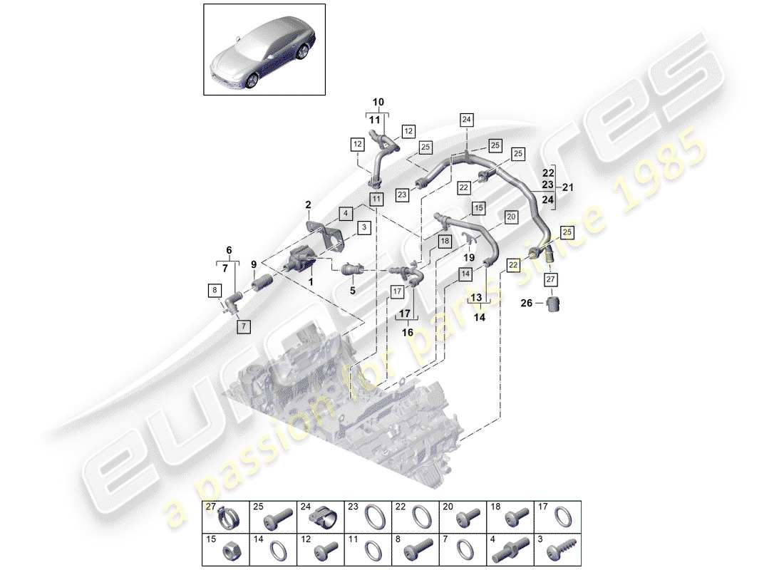 porsche 2017 (panamera 971-1) water cooling part diagram