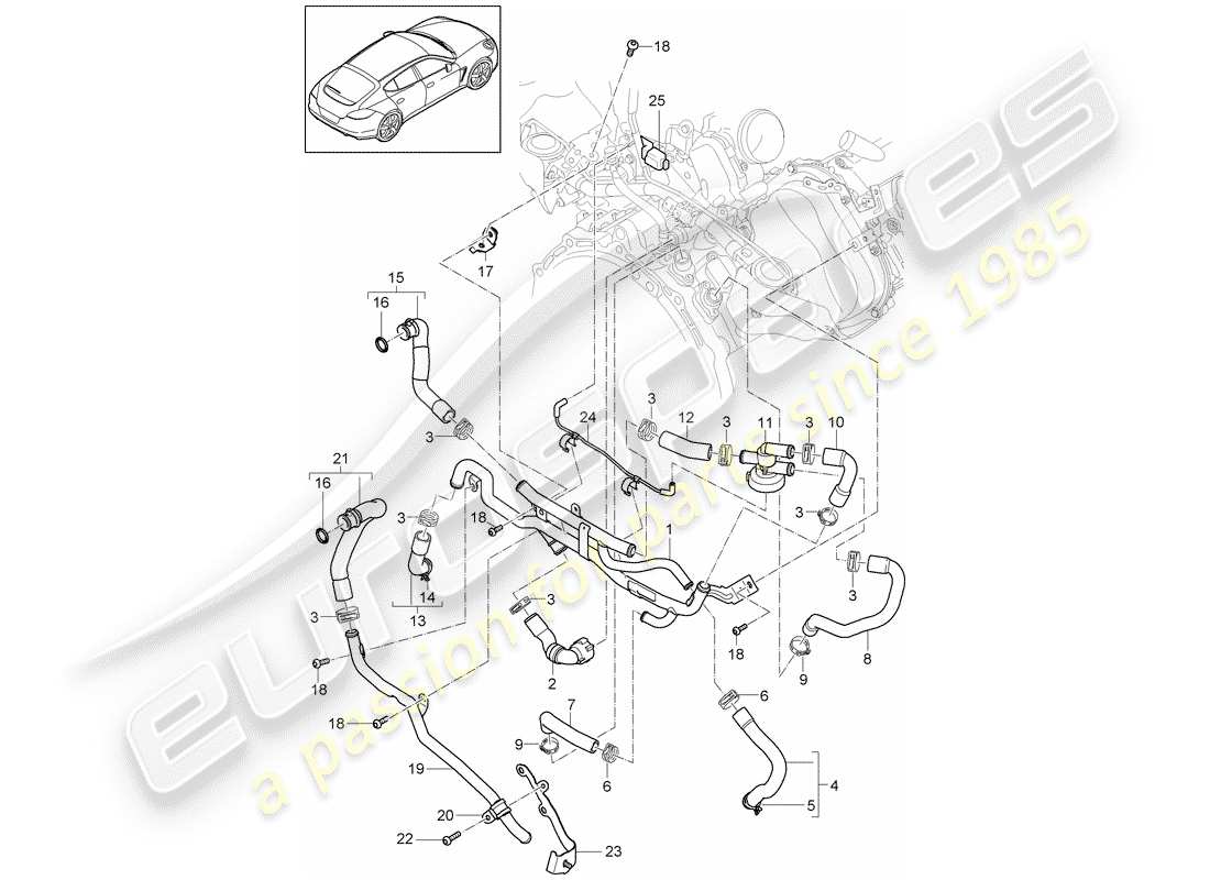 porsche 2014 (panamera 970) water cooling part diagram