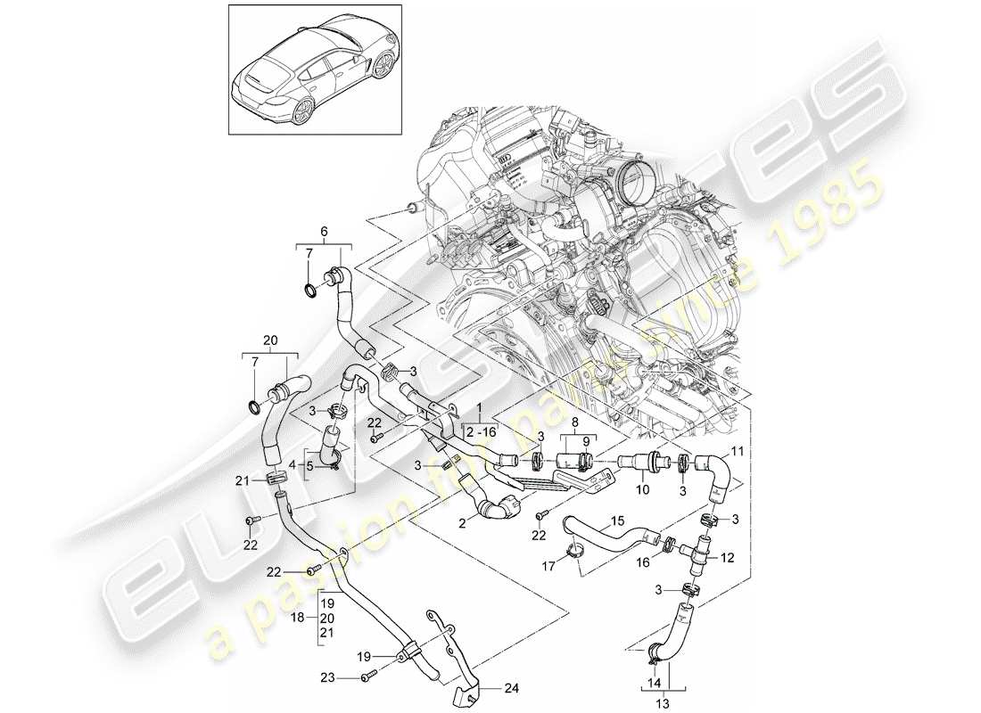 porsche 2013 (panamera 970) water cooling parts diagram