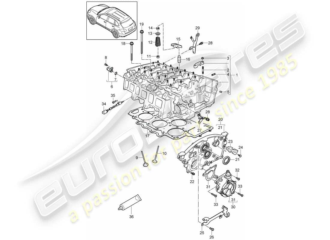 porsche 2013 (cayenne e2 92a) cylinder head parts diagram