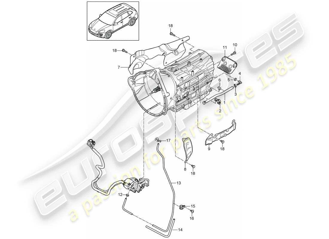 porsche 2016 (cayenne e2 92a) 8-speed automatic gearbox part diagram