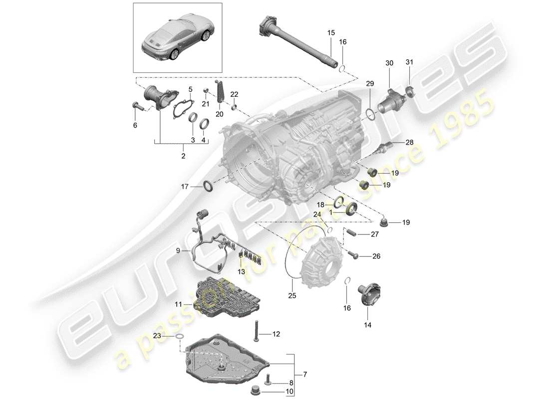 porsche 991 turbo (2016) - pdk - parts diagram