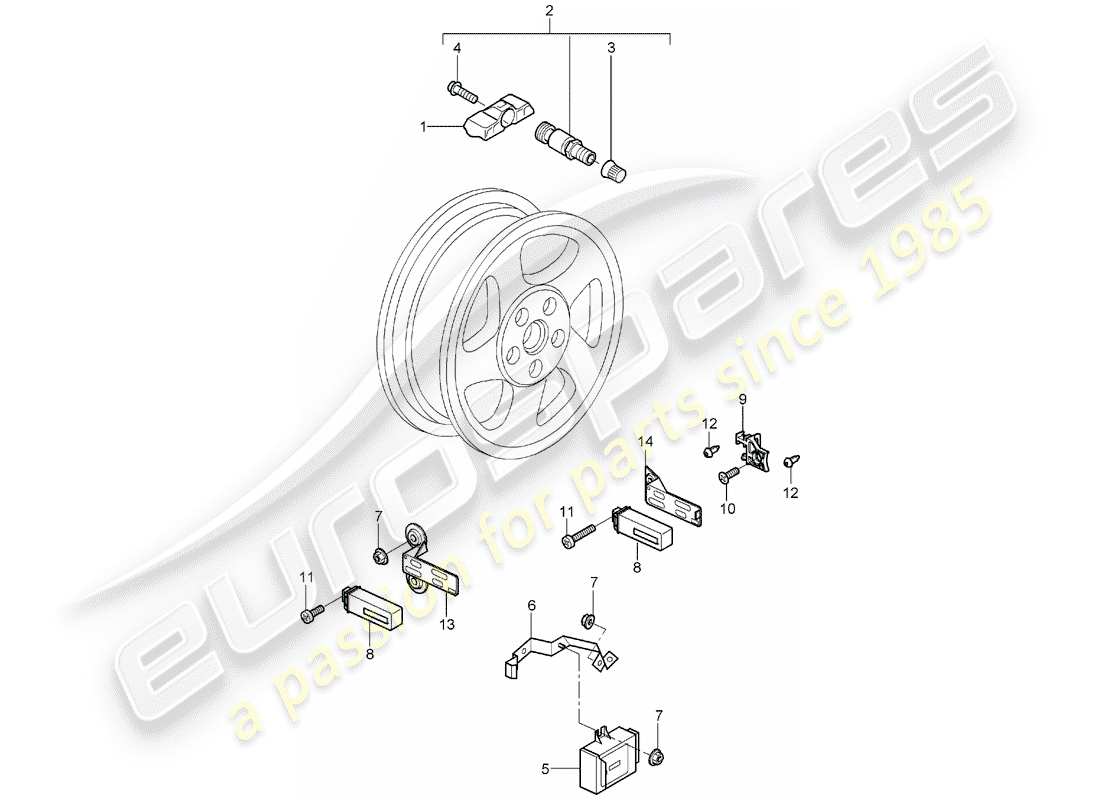 porsche 2007 (997-1) tire pressure control system part diagram