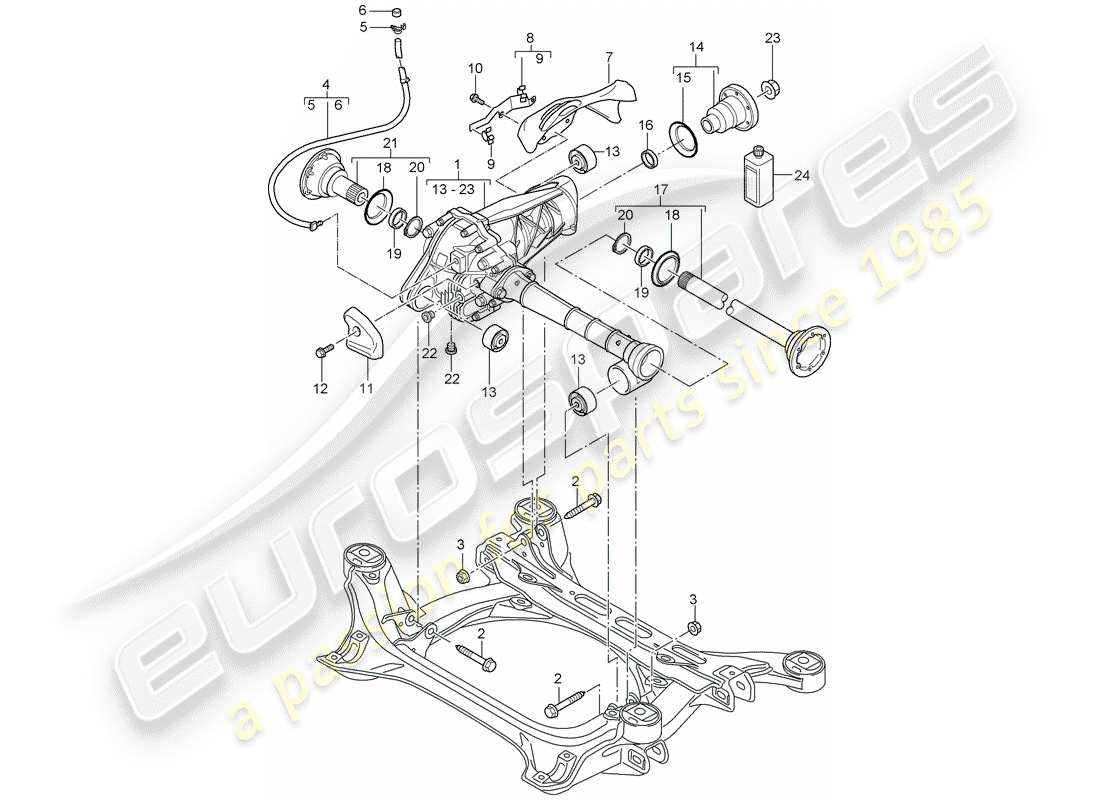 porsche 2003 (cayenne e1 9pa) front axle differential part diagram