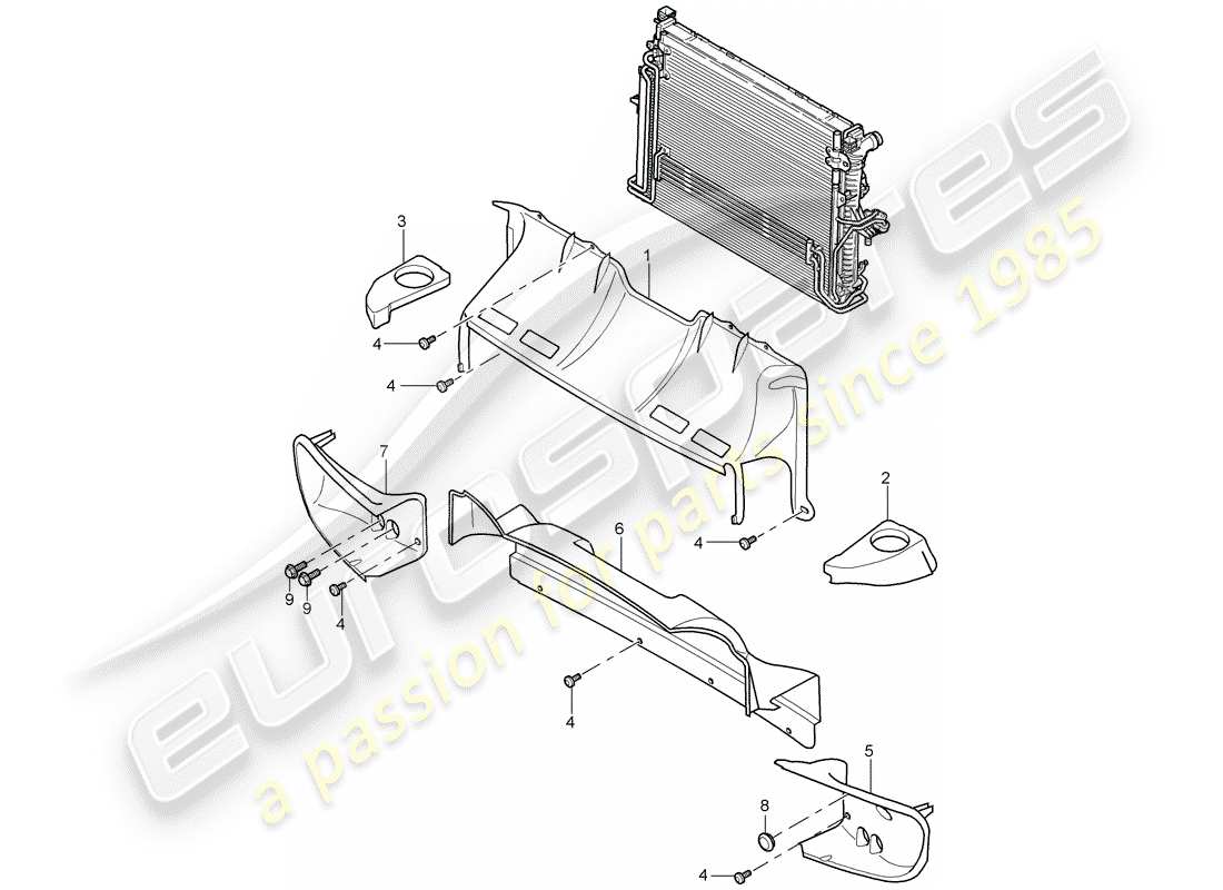 porsche 2003 (cayenne e1 9pa) air duct part diagram