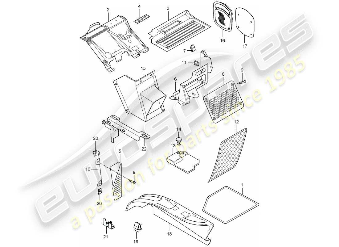 porsche 2004 (carrera gt) footwell - floor cover part diagram