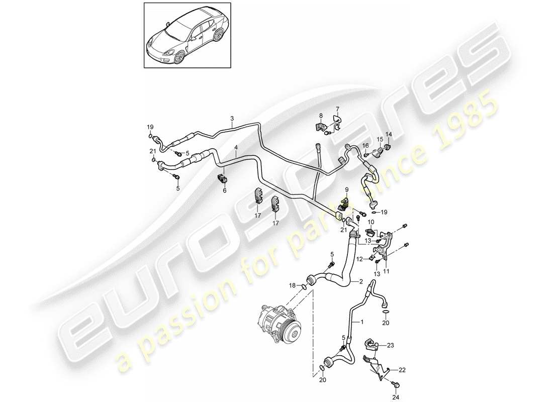 porsche panamera 970 (2011) refrigerant circuit part diagram