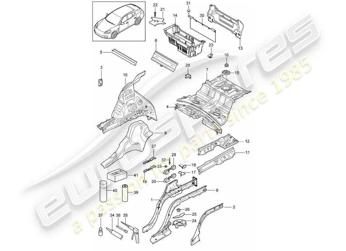 porsche 2013 (panamera 970) rear end parts diagram