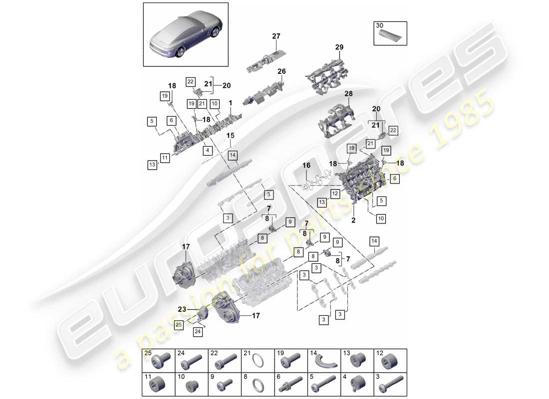 porsche 2019 (panamera 971-1) cylinder head cover part diagram