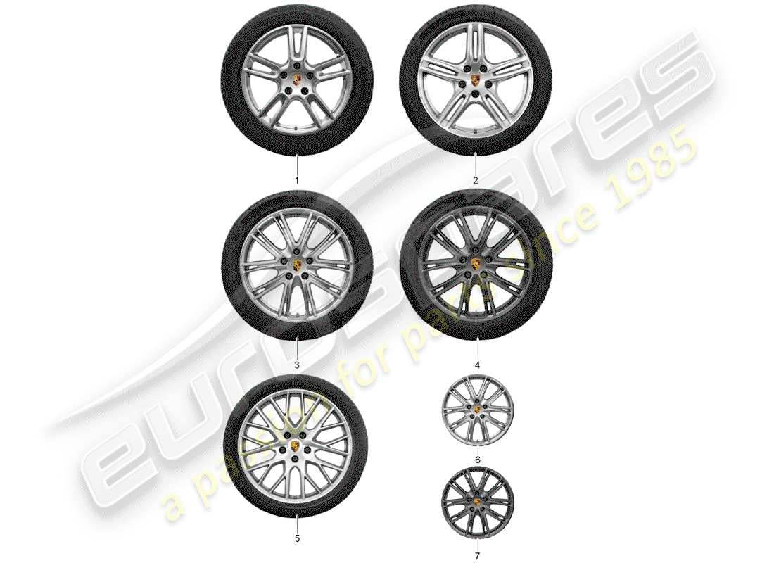 porsche 2019 (tequipment panamera) wheel disc 'alum' with winter part diagram