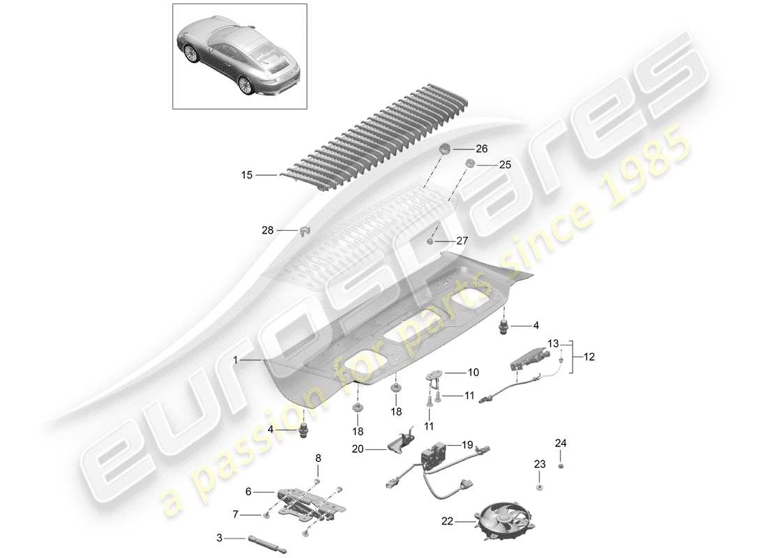 porsche 2019 (991-2) cover part diagram