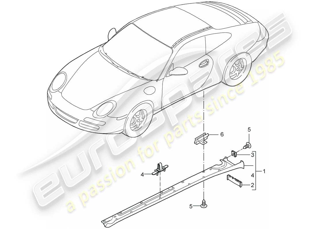 porsche 2007 (997-1) side member trim parts diagram