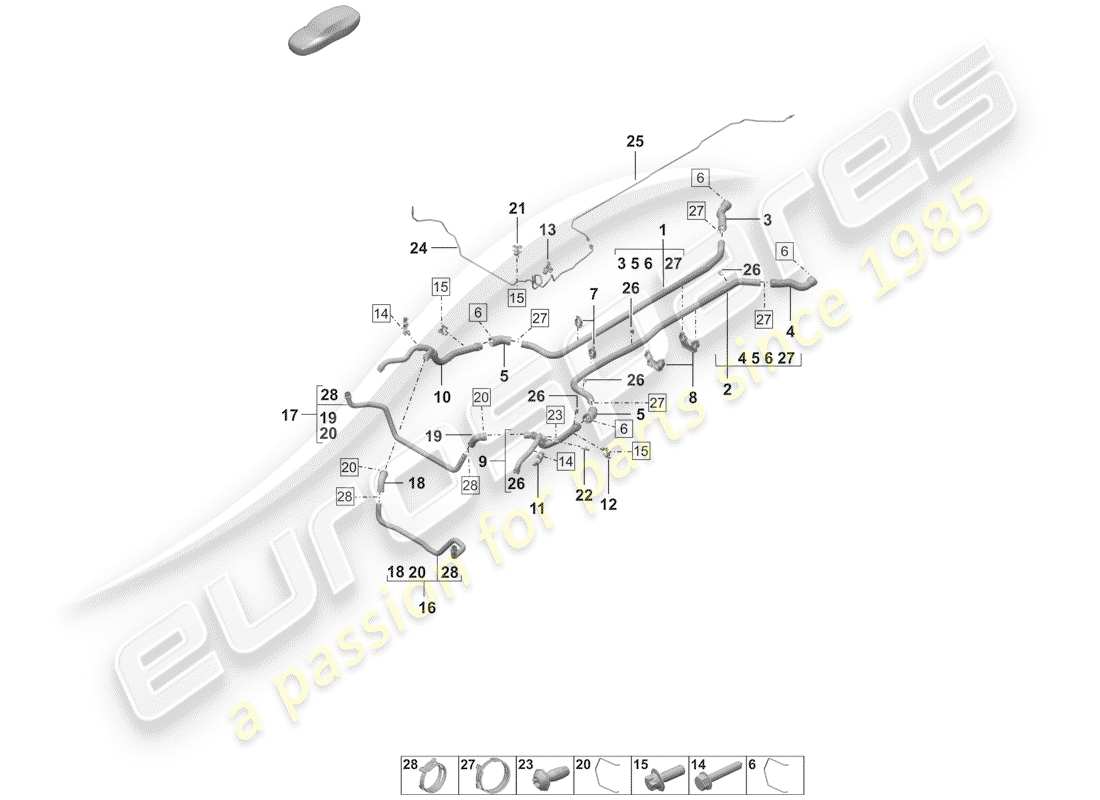 porsche 2019 (992-1) water cooling part diagram