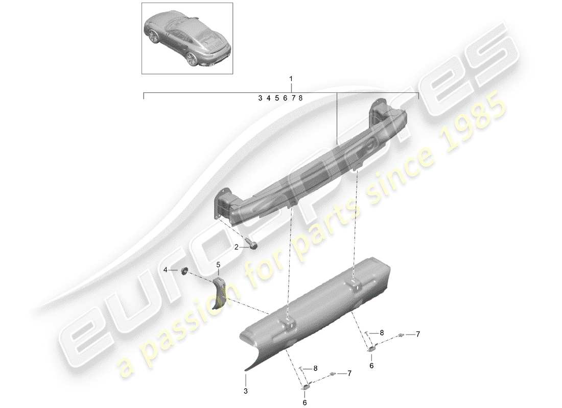 porsche 2015 (991-1 turbo) bumper bracket part diagram