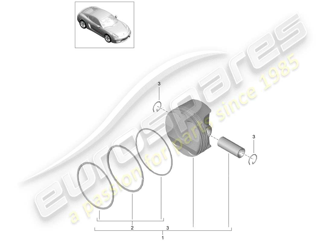 porsche 2016 (981 cayman) piston parts diagram
