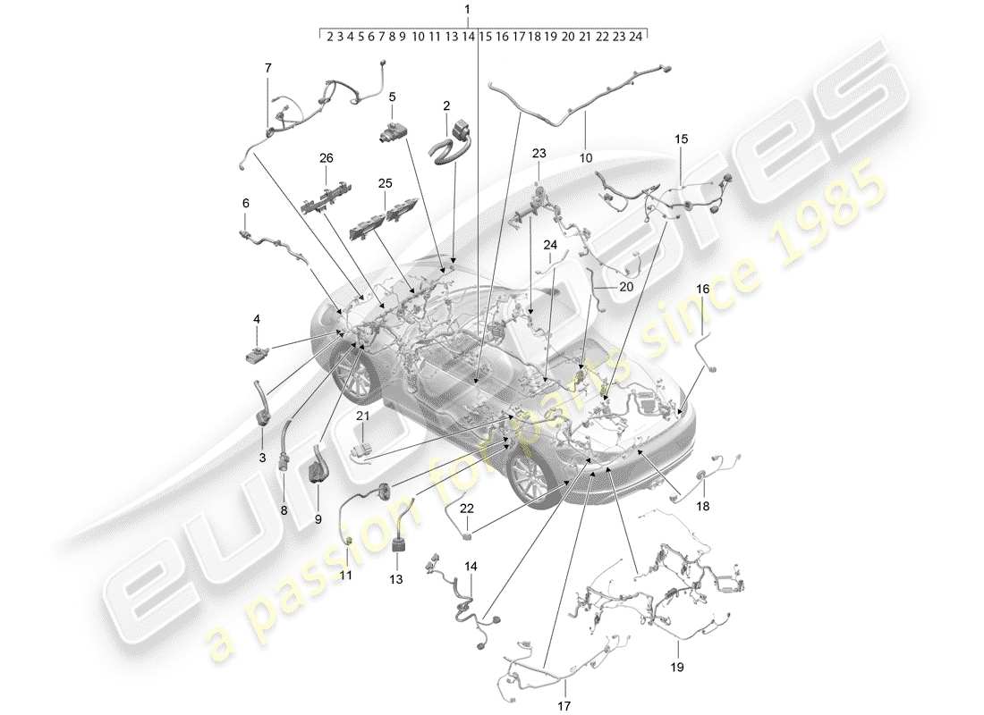 porsche 2018 (718 boxster) wiring harnesses part diagram