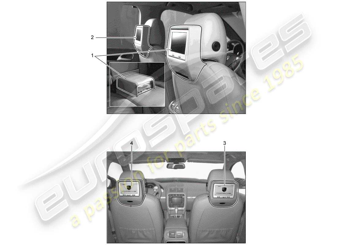 porsche 2019 (tequipment cayenne) rear seat entertainment system part diagram