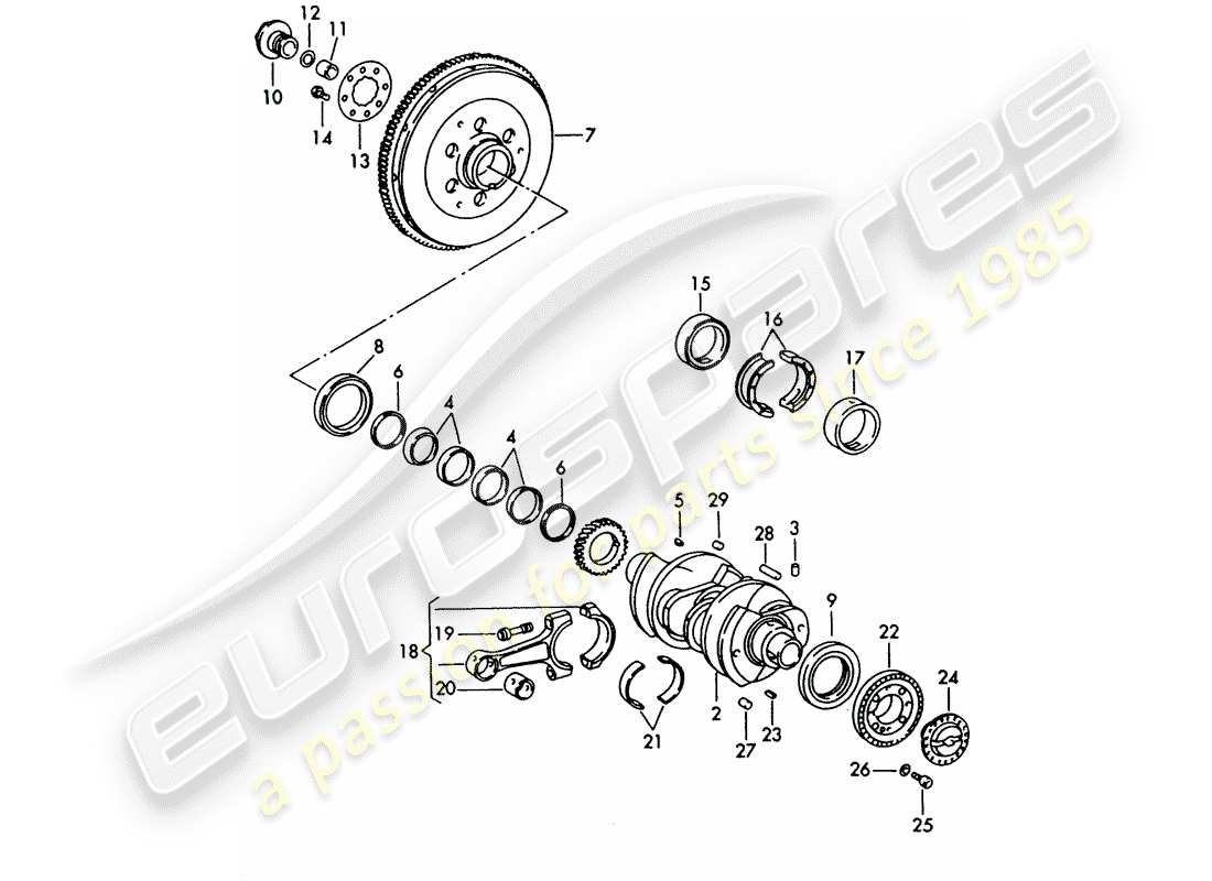 porsche 1963 (356b/356c) crankshaft part diagram