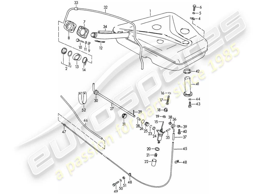 porsche 1963 (356b/356c) fuel tank parts diagram