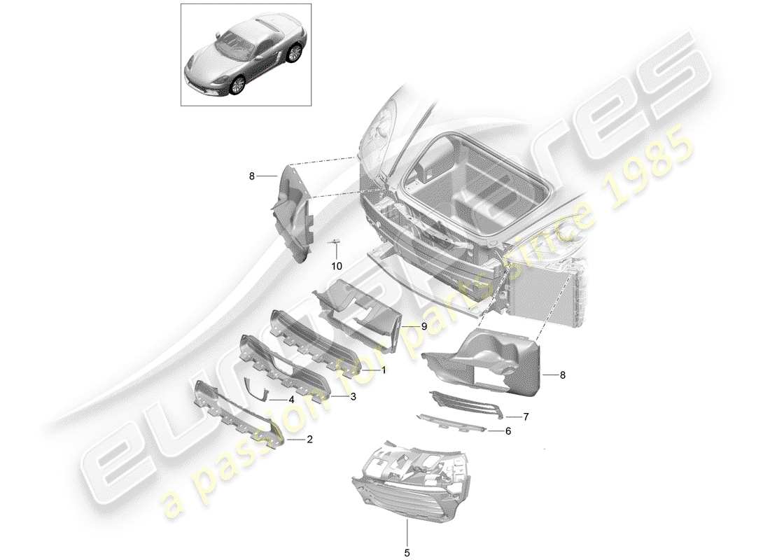 porsche 2018 (718 boxster) air duct part diagram