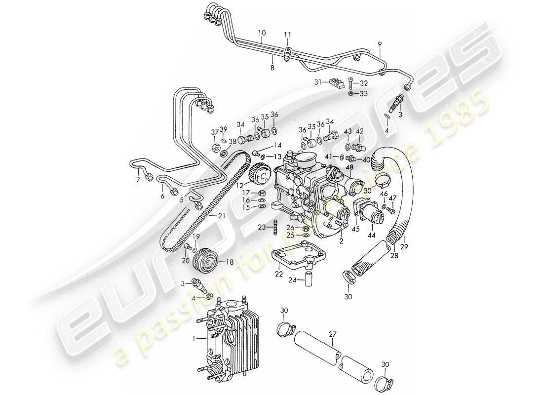porsche 1973 (911) injection system - cylinder head - and - injection pump part diagram