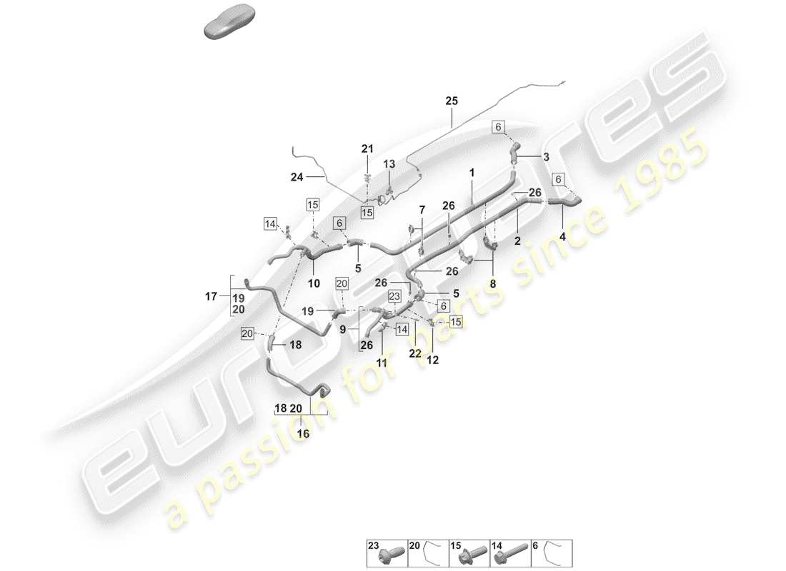 porsche 2020 (992-1) water cooling part diagram