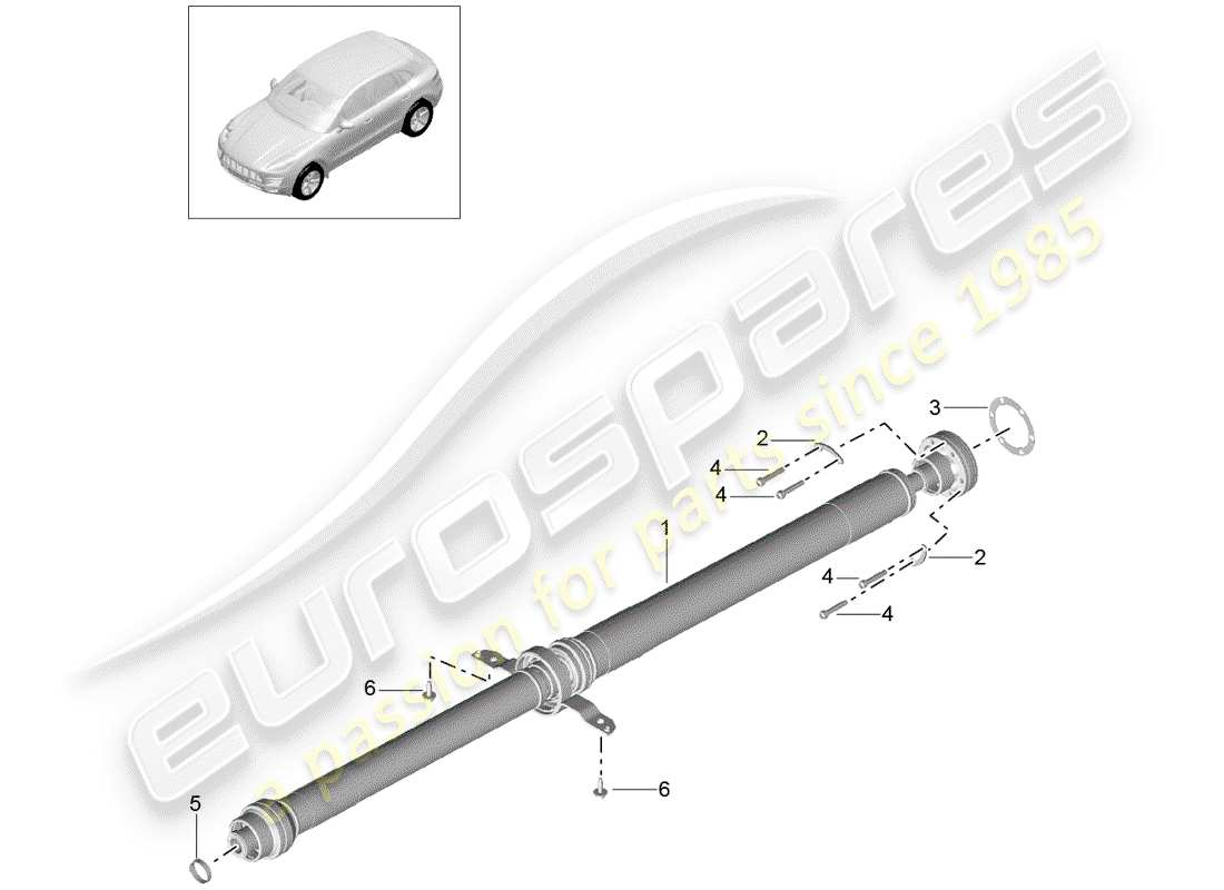 porsche 2014 (macan) propeller shaft part diagram