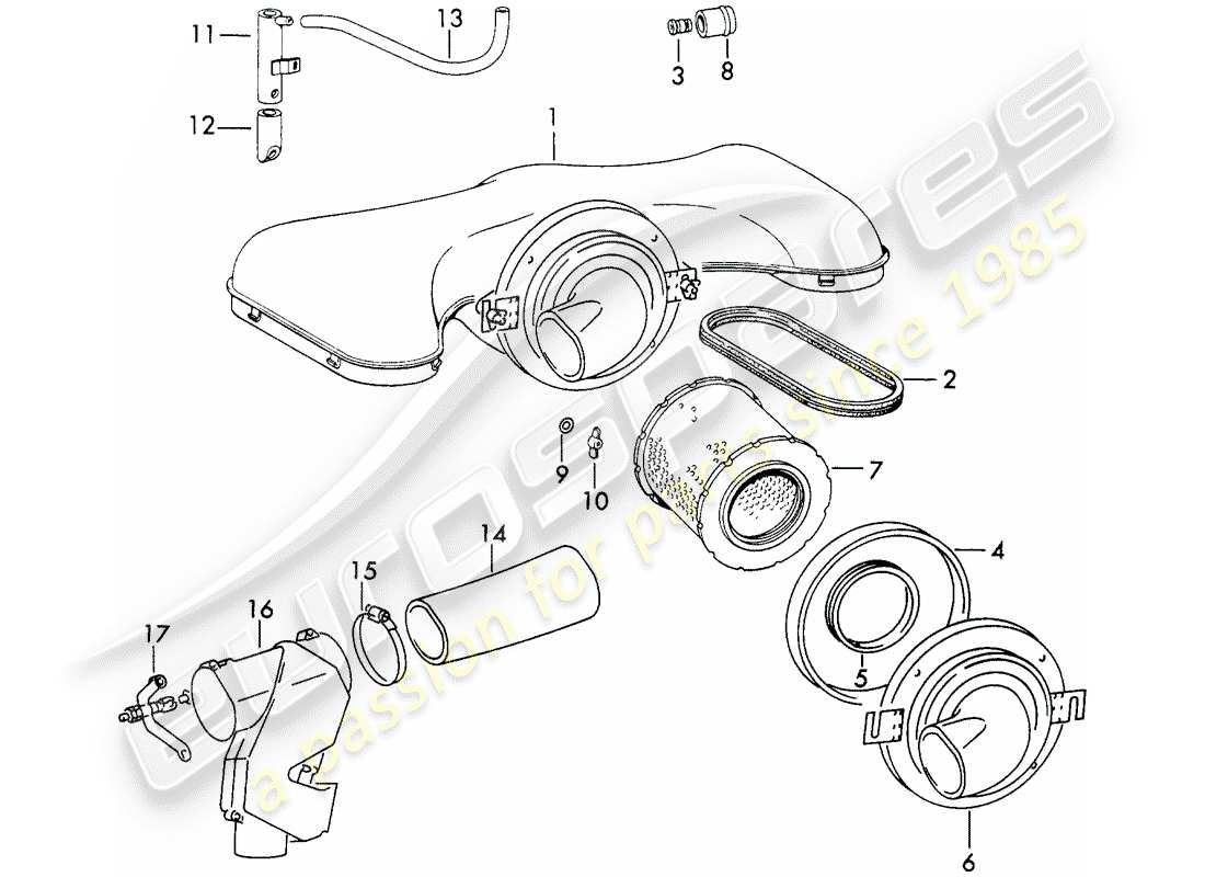 porsche 911 (1970) air cleaner system - for - injection system - d - mj 1972>> part diagram