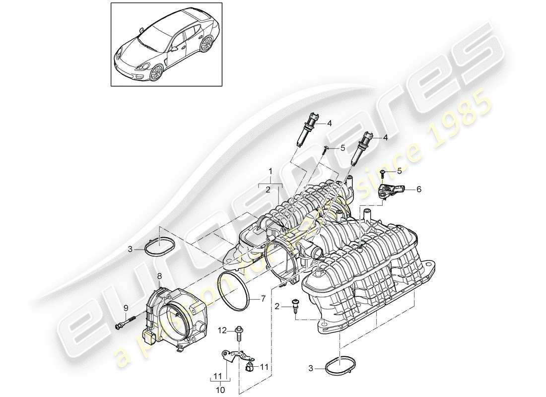porsche 2014 (panamera 970) intake air distributor part diagram