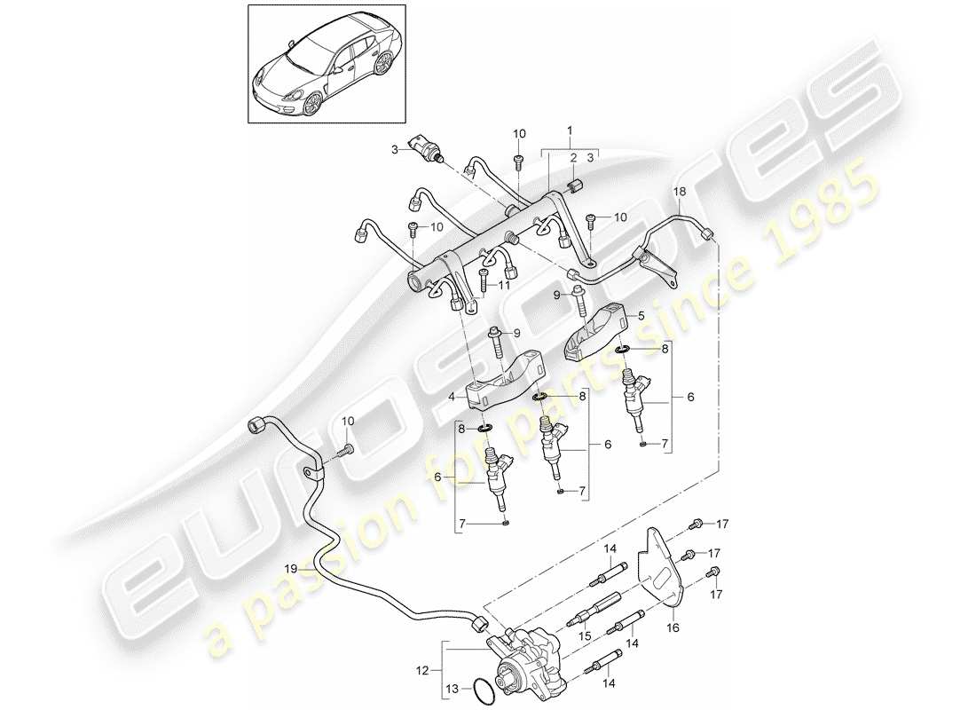 porsche 2013 (panamera 970) fuel collection pipe parts diagram