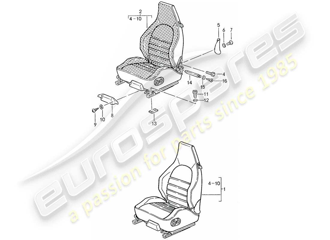 porsche 1987 (959) sports seat parts diagram