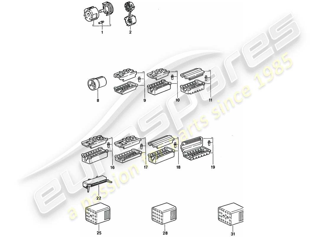 porsche 1992 (968) connector housing parts diagram