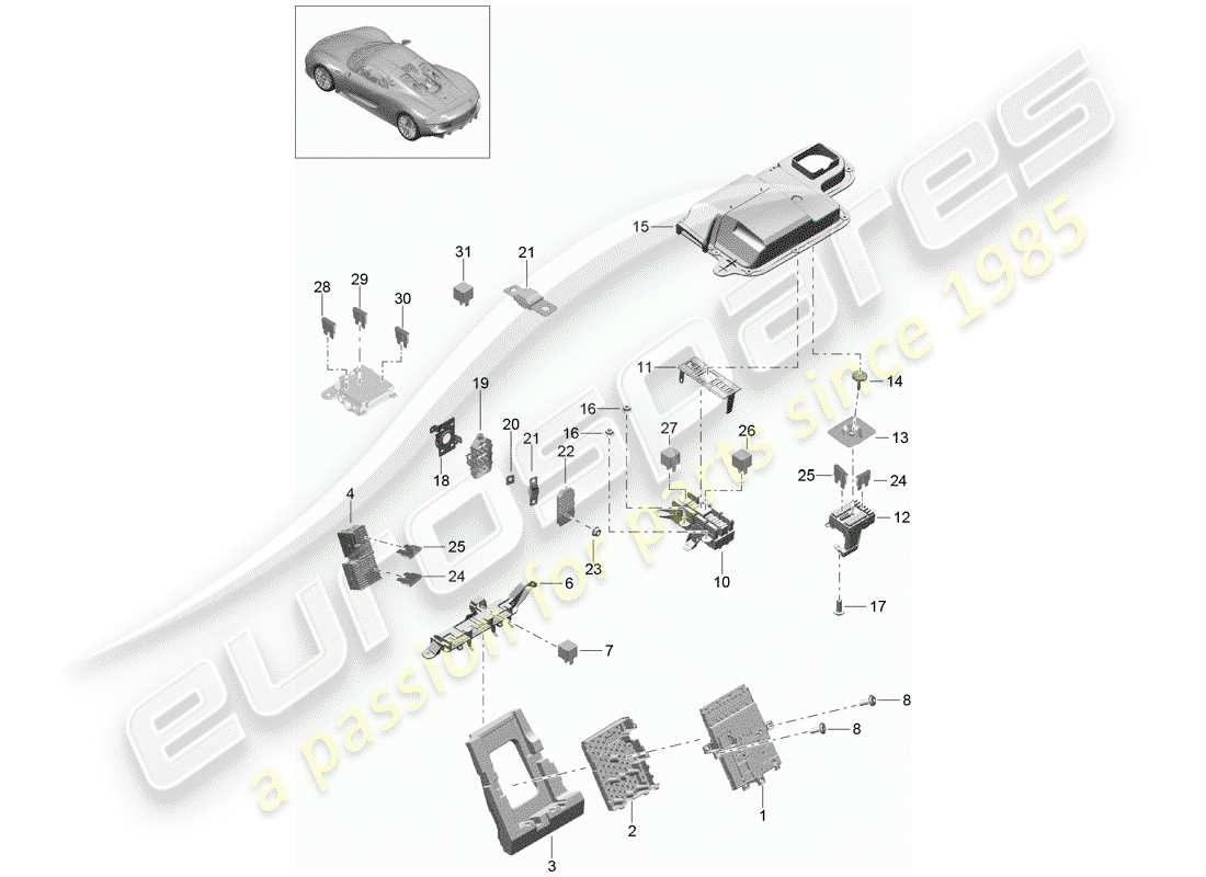 porsche 2015 (918 spyder) fuse box/relay plate part diagram