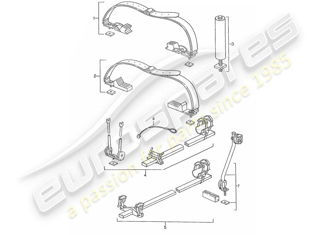 porsche 1988 (928) roof transport system part diagram