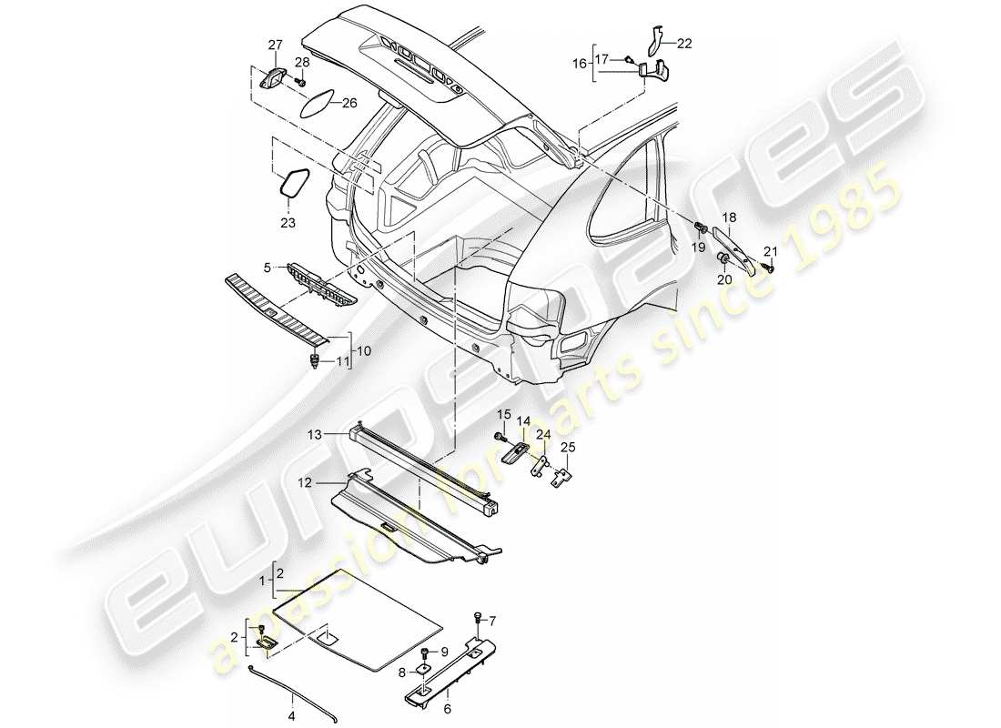 porsche 2003 (cayenne e1 9pa) trims part diagram